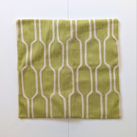 West Elm Green and White Accent Pillow Cover 18" x 18" - Picture 1 of 7